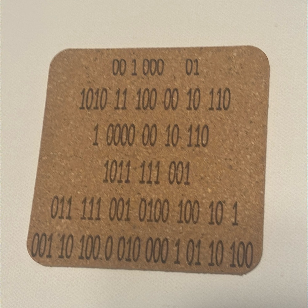 Cork coasters. Engraved